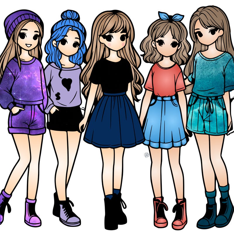 a group of five girls