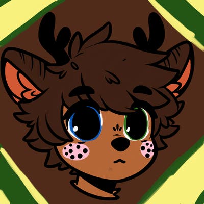a humanoid deer with soft fluffy ears