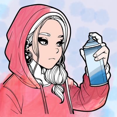 a realistic girl, spray painting