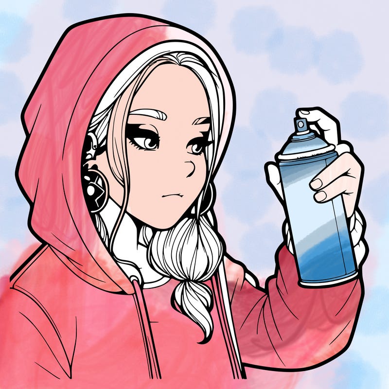 a realistic girl, spray painting