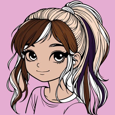 realistic girl with ponytail