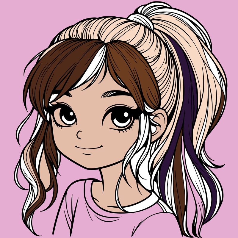 realistic girl with ponytail