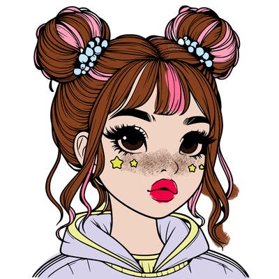 realistic girl with space buns