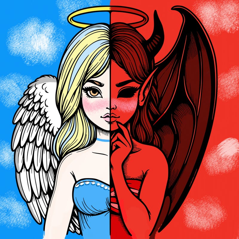 realistic angel half demon