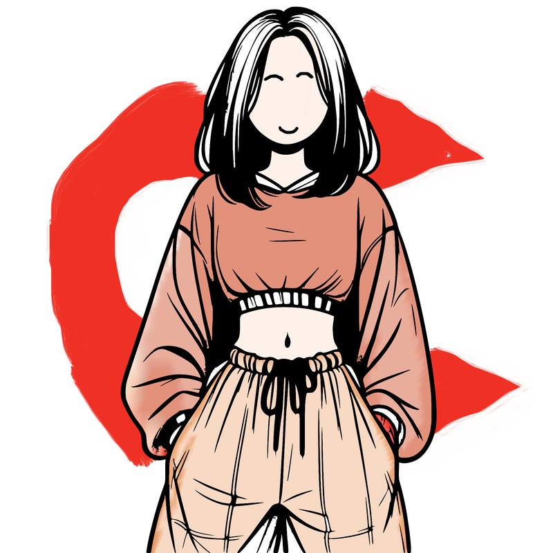 realistic girl faceless with baggy pants and a crop top