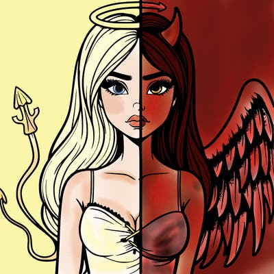 devil vs angel realistic girl