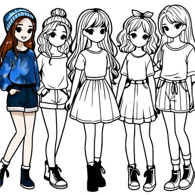 a group of five girls