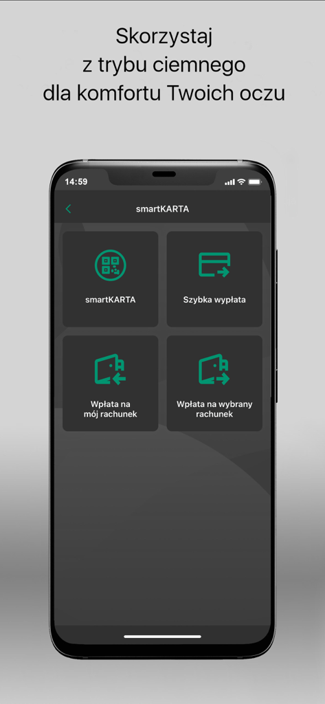 Express Bank - Express Bank mobile app interface in dark mode showing smartKARTA and transaction menu options