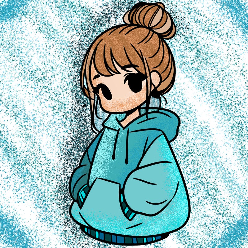 girl with a bun and a oversized hoodie