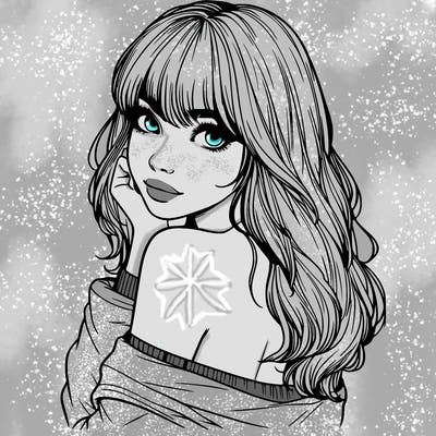 realistic girl with bangs looking over her shoulder