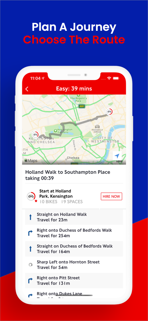 Santander Cycles - Santander Cyclesアプリに、ロンドンでの計画されたバイクルート、地図、およびターンバイターンの指示が表示されています