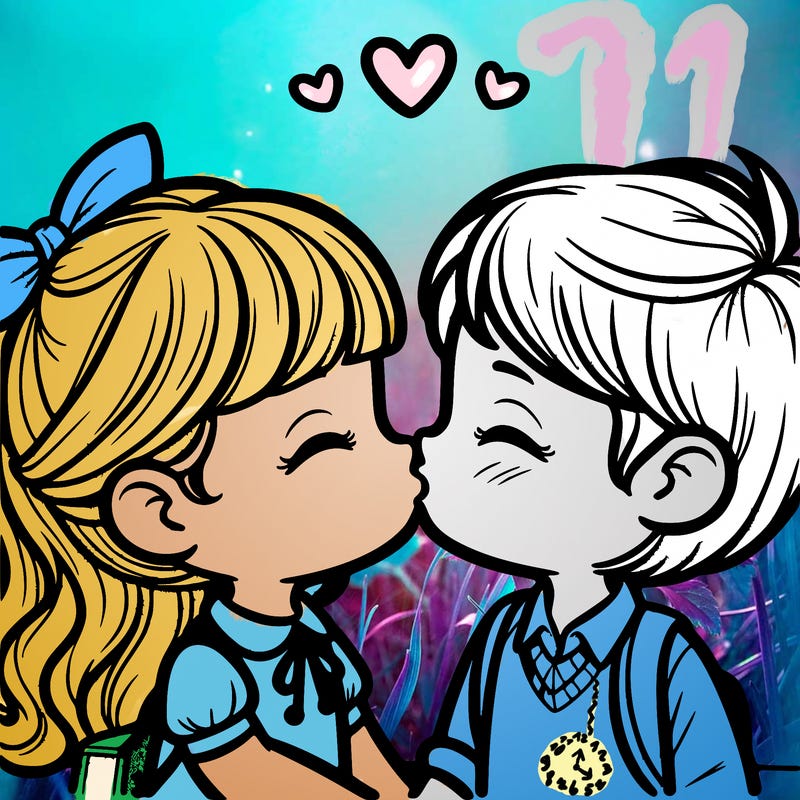 boy and girl kissing