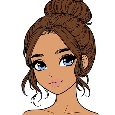 realistic pretty girl with hair in bun