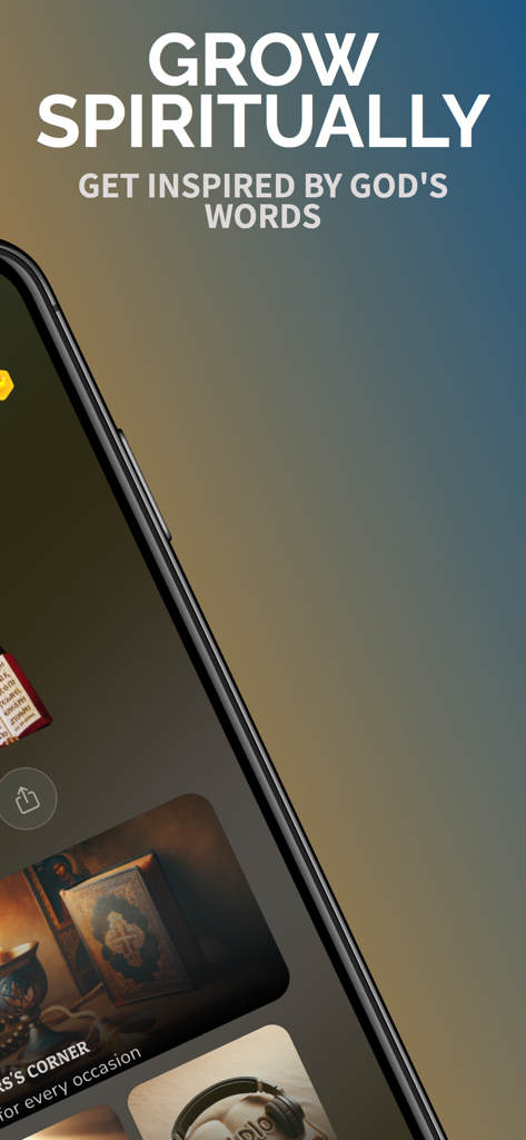 Smartphone screen showing the Orthodox Bible app with spiritual growth inspiration