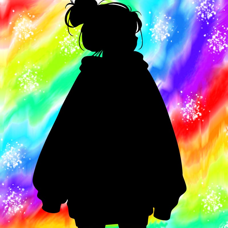 realistic girl with a oversized sweatshirt on and a bun