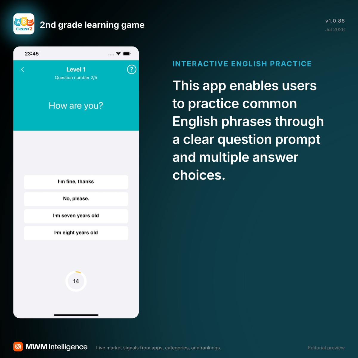 2nd grade learning game - Education App | MWM