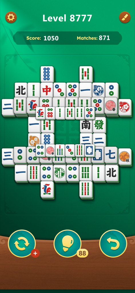 Mahjong Solitaire Card Games - Gioco Mahjong Solitaire classico che mostra tessere tradizionali e livello di allenamento cerebrale