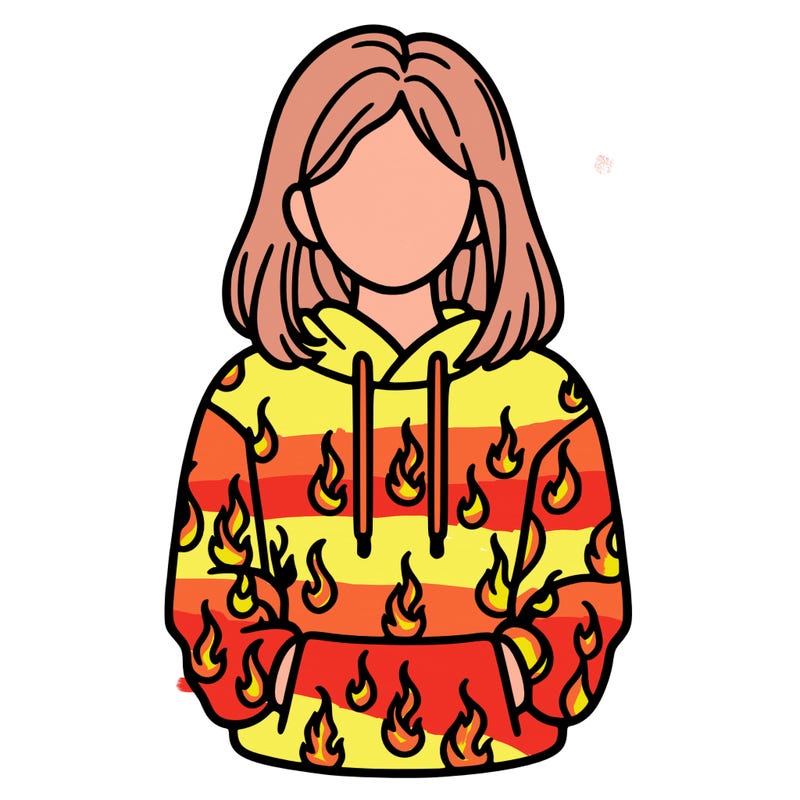 woman with fire hoodie