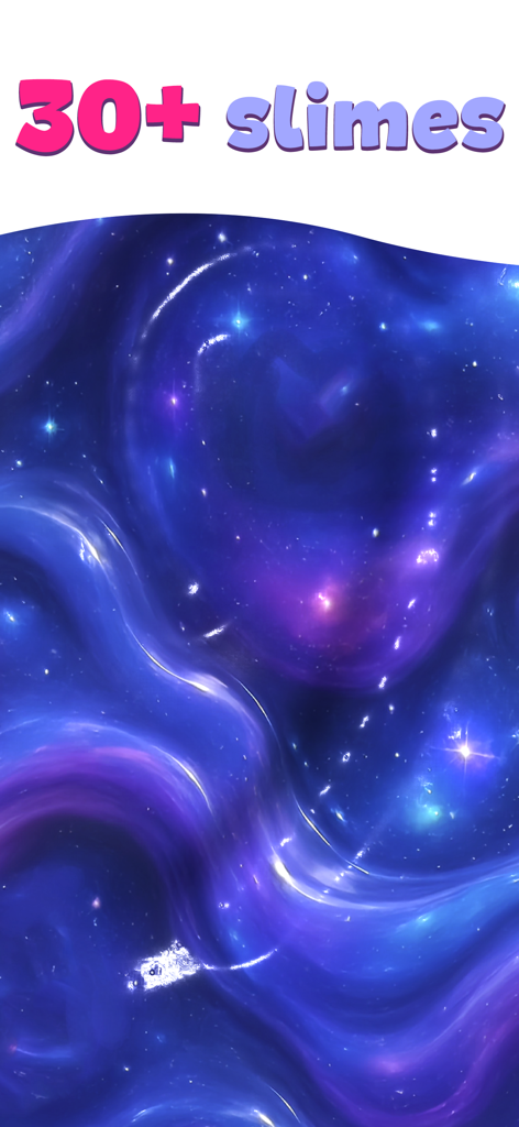 紫と青の銀河をテーマにしたスライムテクスチャと「30種類以上のスライム」というテキスト