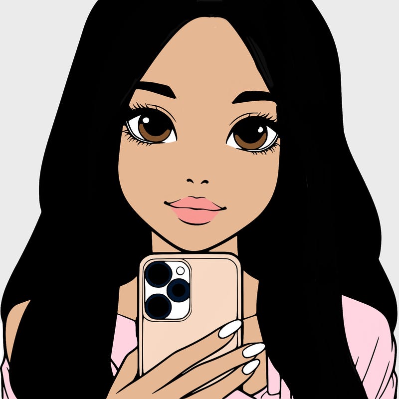 realistic girl with a phone