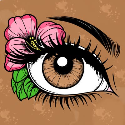 realistic eye with flower