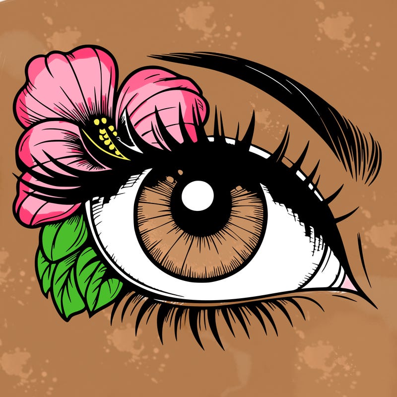 realistic eye with flower