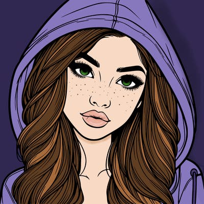 realistic beautiful girl with a hood on