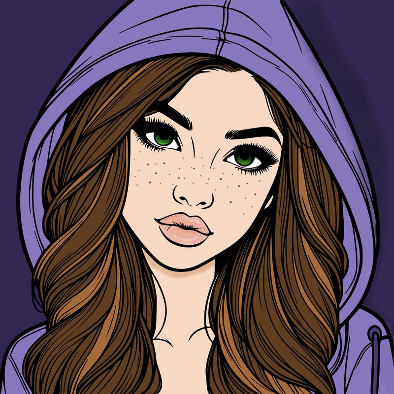 realistic beautiful girl with a hood on