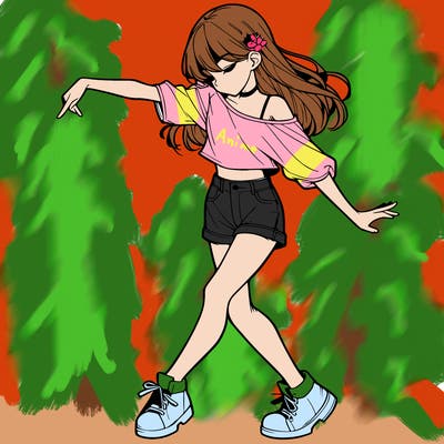 realistic girl danceing