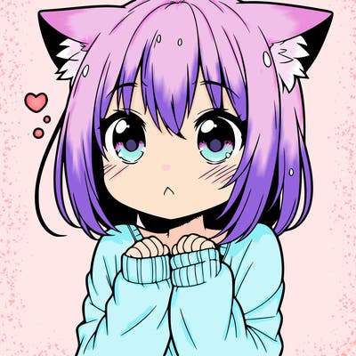 shy anime catgirl