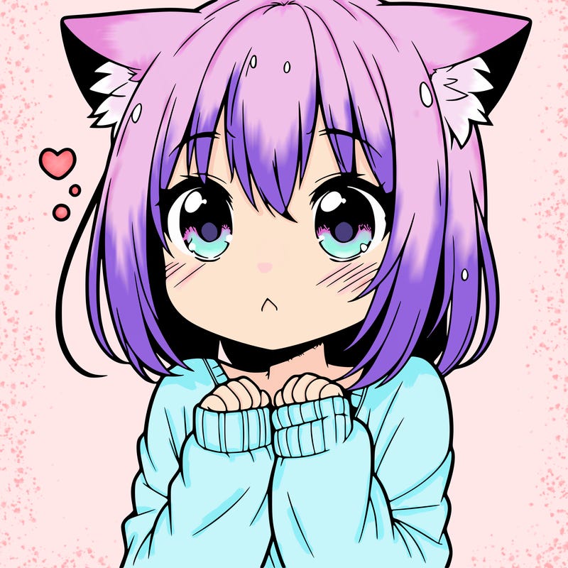 shy anime catgirl