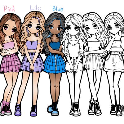 a group of girls realistic