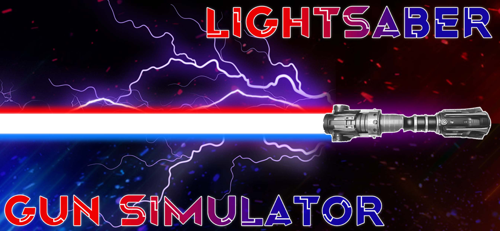 Lightsaber Simulator Gun Sound - Una empuñadura de sable de luz emitiendo un rayo láser brillante con efectos eléctricos en un fondo cósmico