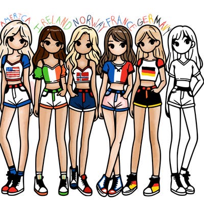 a group of girls wearing crop tops and shorts