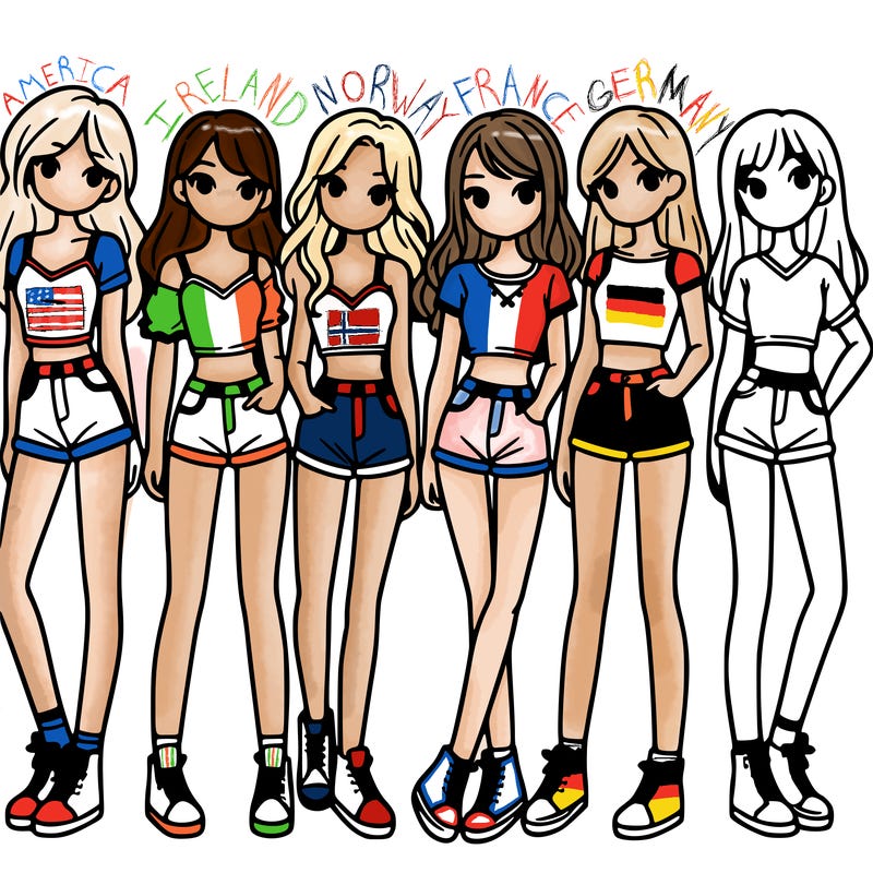 a group of girls wearing crop tops and shorts