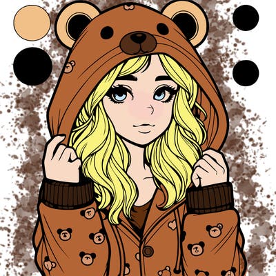 realistic girl in a animal pjs hoodie