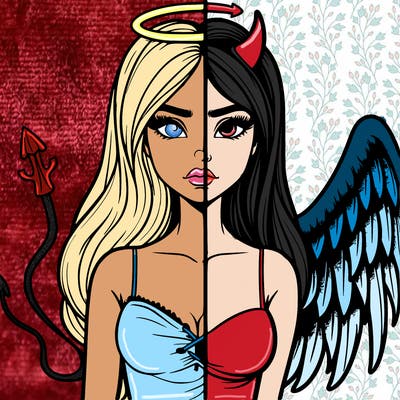 devil vs angel realistic girl