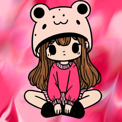 a girl wearing a frog hat and some frog socks