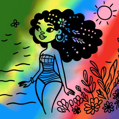 african woman in a swimsuit