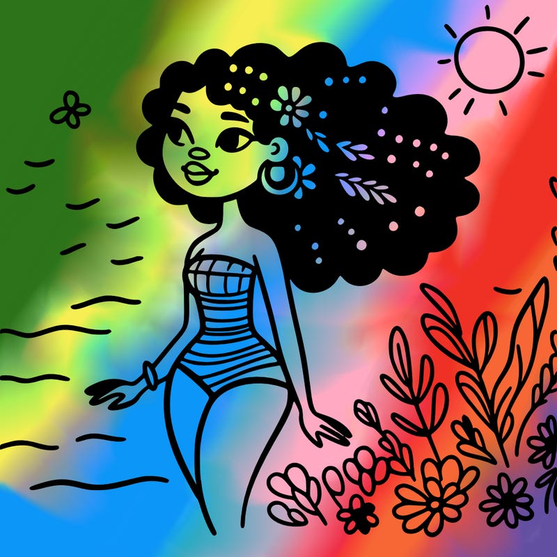 african woman in a swimsuit