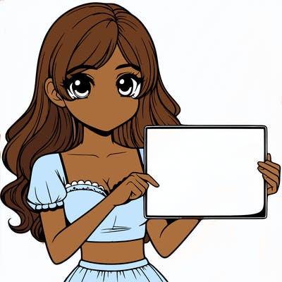 realistic pretty girl holding blank sign