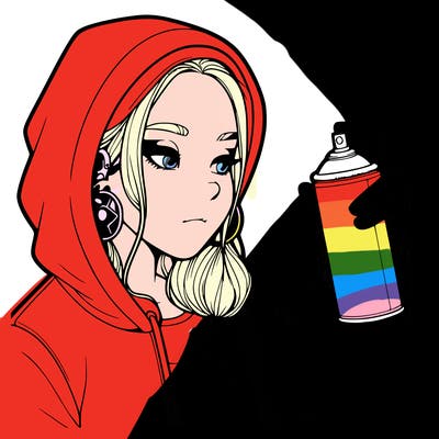 a realistic girl, spray painting