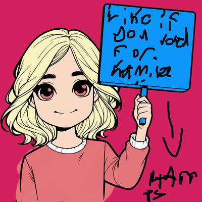 realistic girl holding up a sign