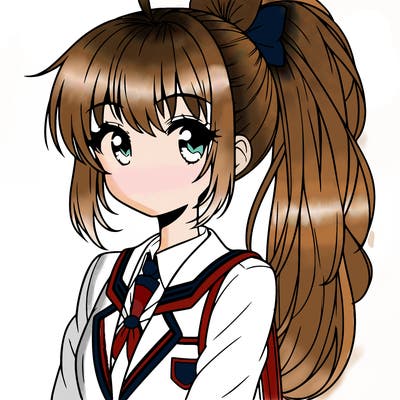 anime girl with high ponytail in a school uniform