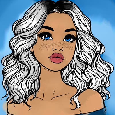 realistic girl with wavy hair and lips