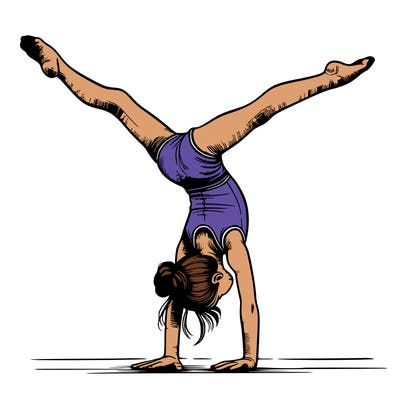 realistic gymnastic hand stand girl in four splits
