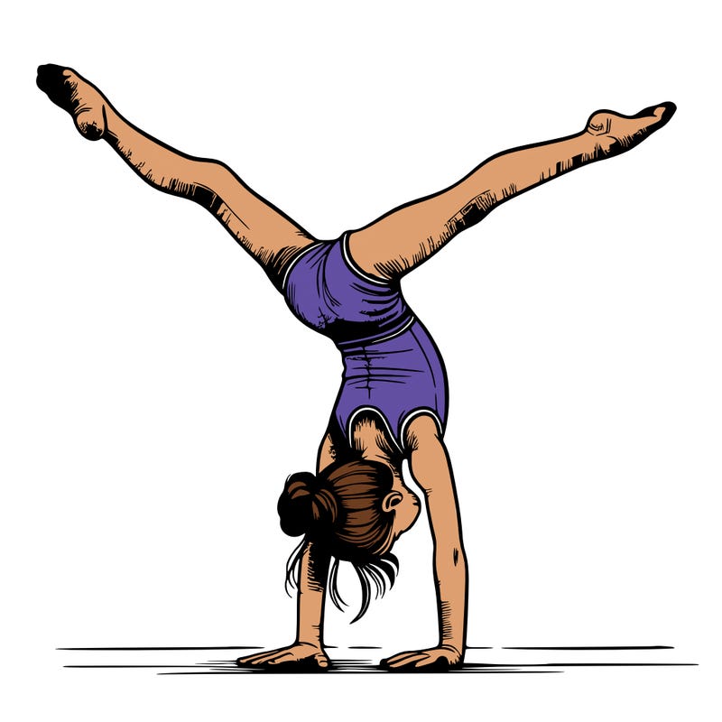 realistic gymnastic hand stand girl in four splits