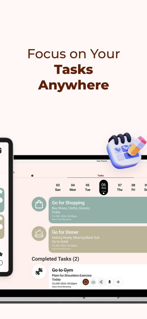 Tick: Daily Routine Planner - Tick routine planner app showing a daily task list and schedule on a digital screen.