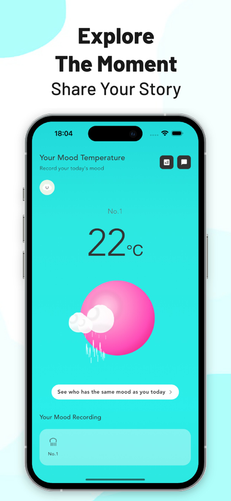 Salk: Share, Chat, Find Friend - 날씨 기호가 있는 Salk 앱의 기분 온도 기능 표시 스마트폰 화면