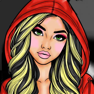 realistic beautiful girl with a hood on